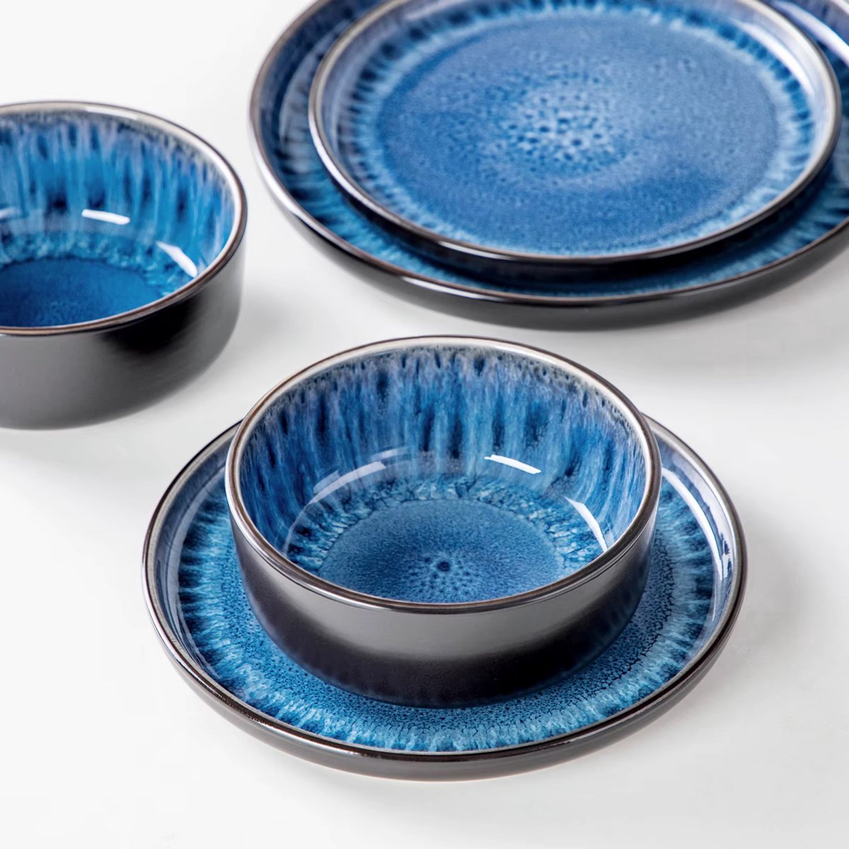 Imperio Serviesset Morencia - 48 delig - 12 persoons - Blue Eye - Dinerborden - Bordenset - Diepe borden - Ontbijtborden - Servies - Keukenservies