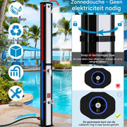 Zonneverwarmde Douche Tavien - Tuindouche - Kampeerdouche - Voor Tuin, Camping, Zwembad & Strand - Met Douchekop en Mengkraan - 35L - Zwart