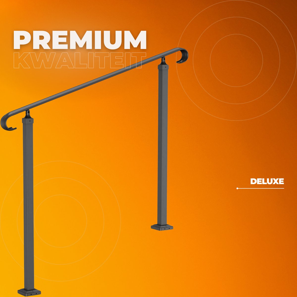 Trapleuning deluxe - Balustrade - Houders - Leuningen voor Trappen - Staal - Met trapleuninghouders - 212CM