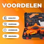 Draagbare Autokrik - Complete set - Elektrisch en Handmatig auto krik - Schaarkrik - Assteunen - Garage krik - 17-42mm - Oranje