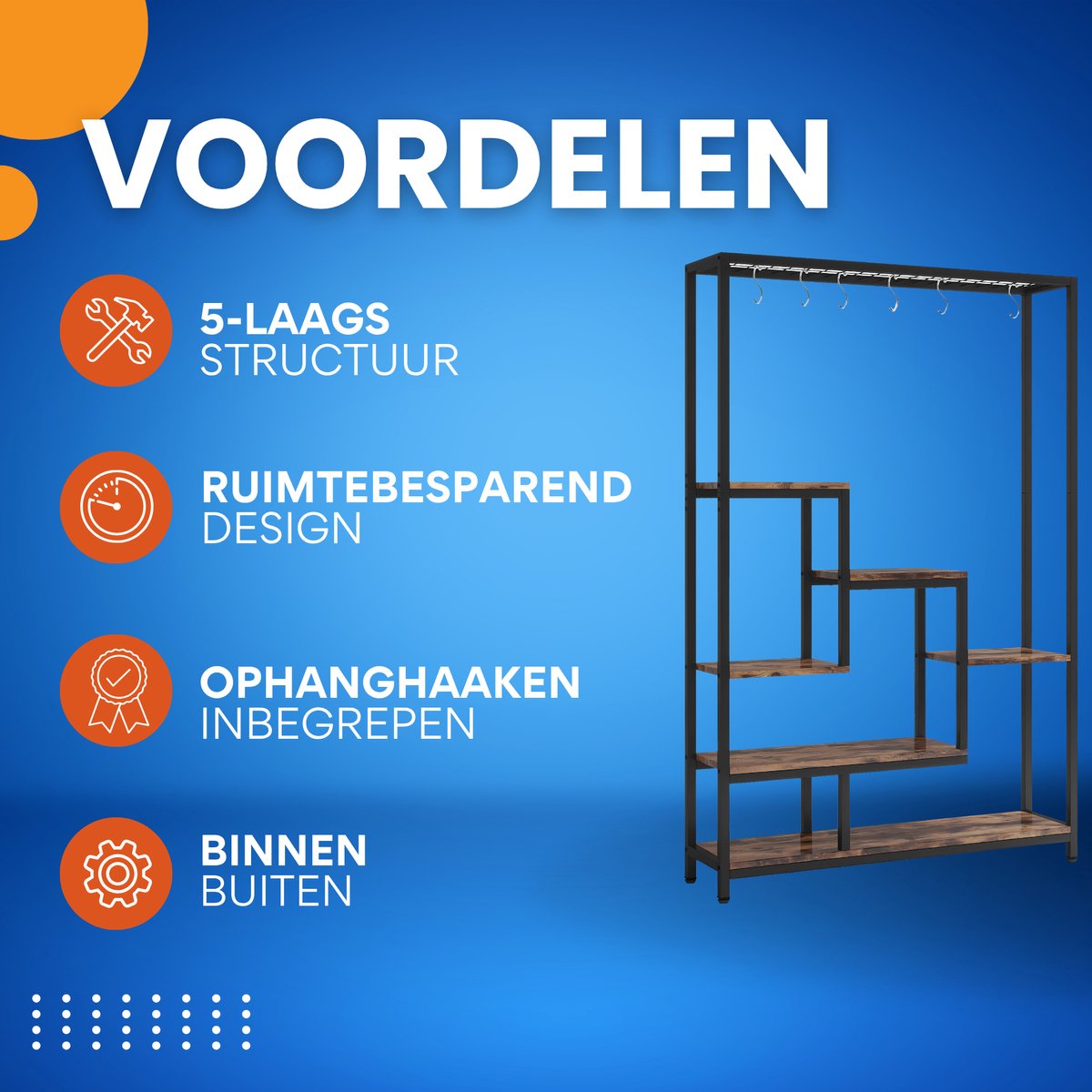 Plantenstandaard met 5 lagen - Plantenrek voor Binnen - 180cm - Plantenladder - Bruin