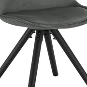 Happyment Bezoekersstoel Vivi - Eetkamerstoel - Donkergrijs Velvet - Houten poten - Set van 2 - Zithoogte 46 cm - Deluxe