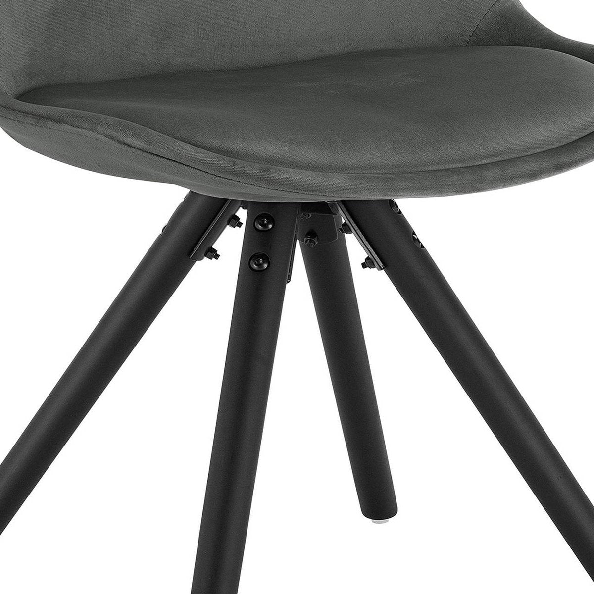 Happyment Bezoekersstoel Vivi - Eetkamerstoel - Donkergrijs Velvet - Houten poten - Set van 2 - Zithoogte 46 cm - Deluxe