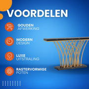 Consoletafel Luxery - 150cm - Sidetafel - Wandtafel - Haltafel - Zwart - Marmerlook - Voor Hal of woonkamer of Gang