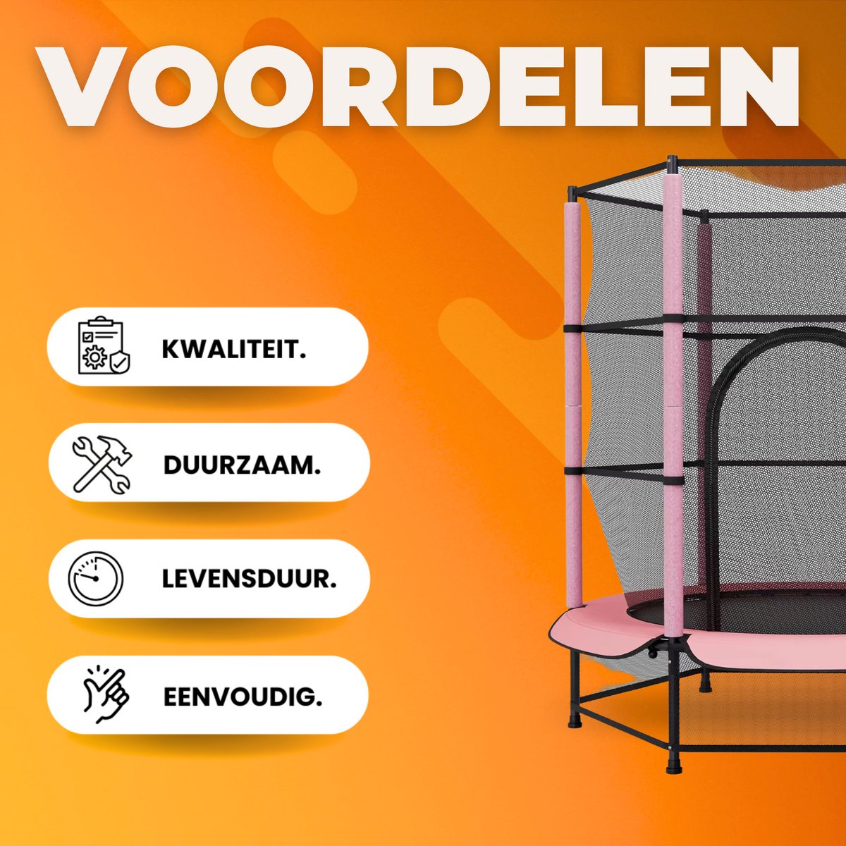 Trampoline met veiligheidsnet - 140 cm - Voor kinderen - Kindertrampoline - Roze - Buitenspeelgoed - Mini trampoline