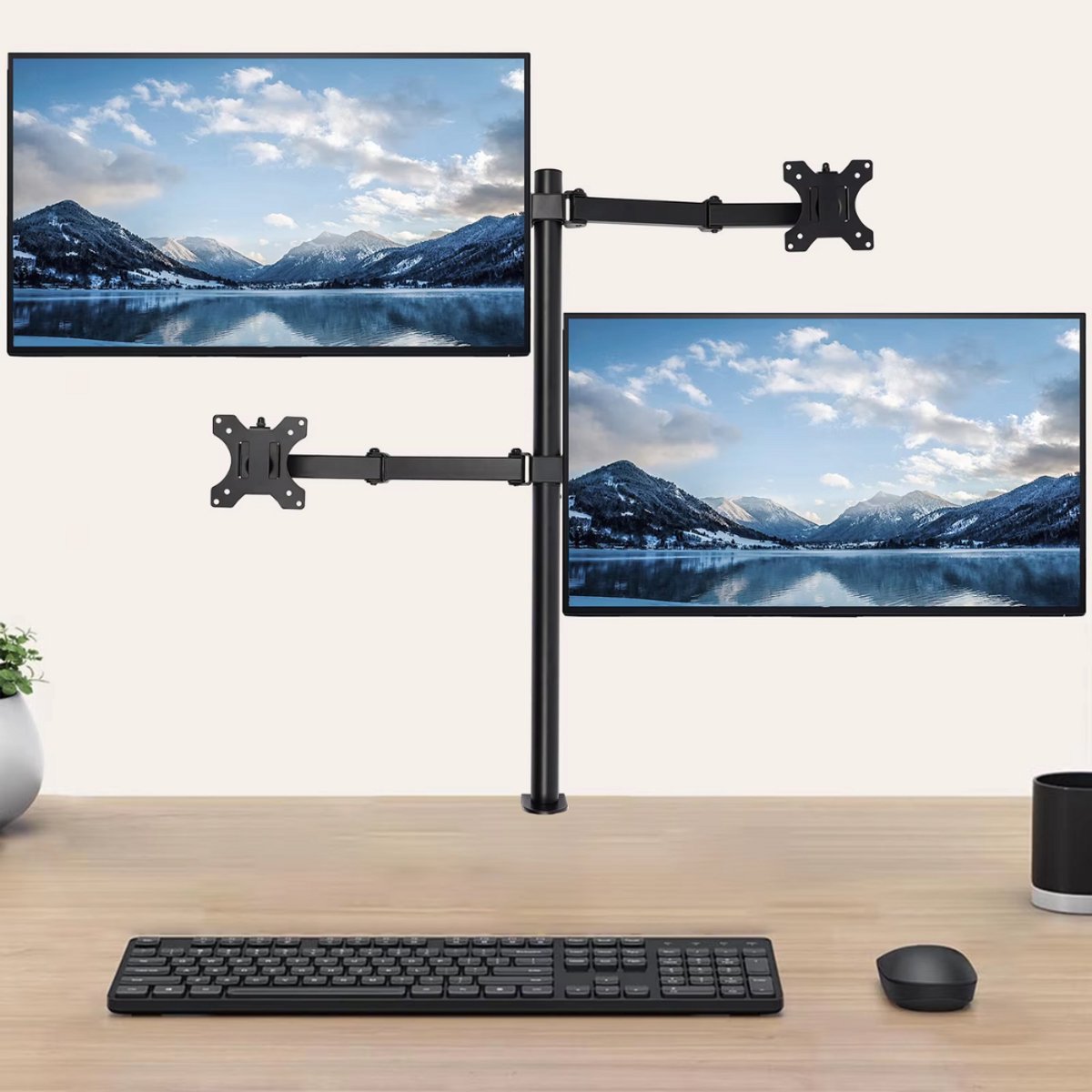 Monitor arm Quattro - Voor 4 schermen - Beugel - Voor kantoor en werkplek - Verstelbare bureausteun voor 4 schermen (10-27 inch) - Met universele basis
