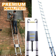 Uitschuifbare Telescopische Ladder - 6,2m - Afneembare Haken en Uitschuifbare Treden - Opvouwbare Zolderladder met Antislipvoeten