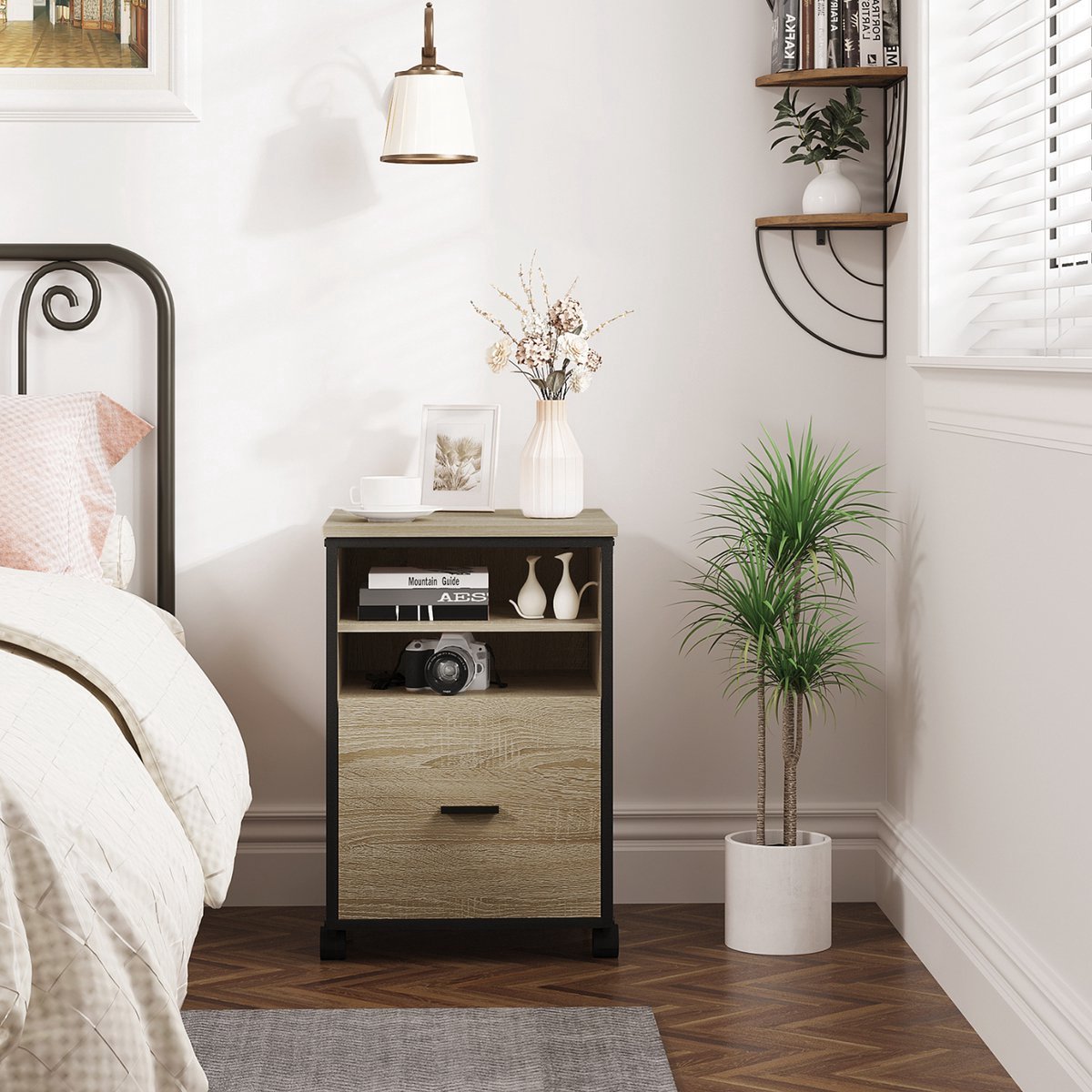 Bolt Edge Luxe Archiefkast - Op Wielen - Dossierkast van Hout - Bureaukast en Ladeblok - Lichtbruin - 40x40x60cm