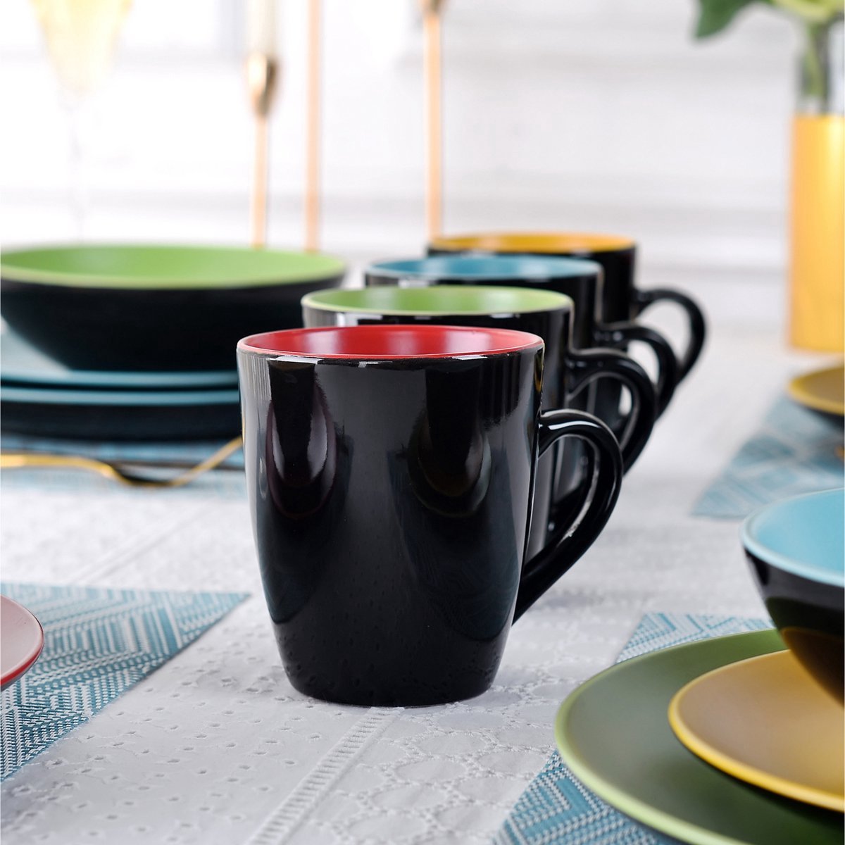 Arcadia Valenza Serviesset - 16 delig - 4 persoons - Rainbow - Dinerborden - Bordenset - Diepe borden - Ontbijtborden - Servies - Keukenservies