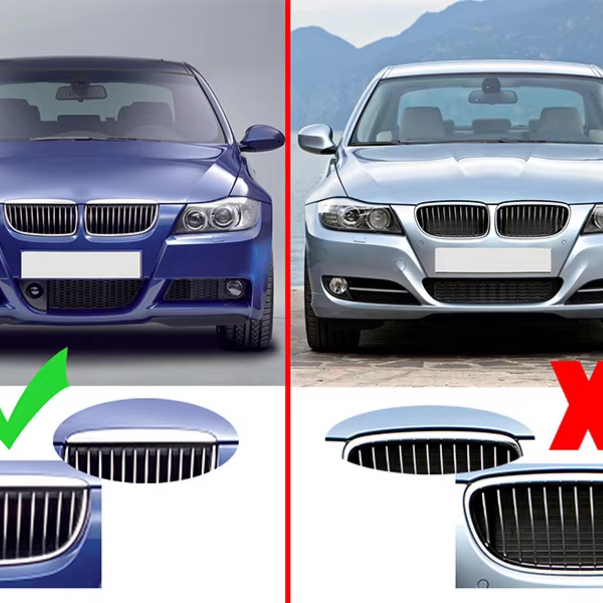 Voorbumper - Voor BMW E90/E91 328i/335i xDrive 2005-2008 - Auto accessoires - Niergrille - Gloss Zwart