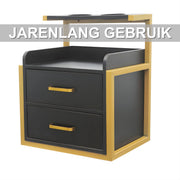 Wandkast - Hangkast - Muurkast - Opbergmeubel - Voor kapsalon - Opbergkast met wandmontage -Goud/Zwart