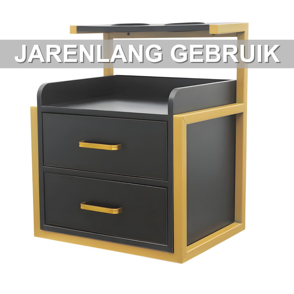 Wandkast - Hangkast - Muurkast - Opbergmeubel - Voor kapsalon - Opbergkast met wandmontage -Goud/Zwart