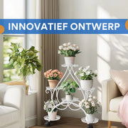 Metalen plantenstandaard Venetia - 6 plekken - Plantenrek - Plantentafel - Voor binnen & buitengebruik - Bloempothouder