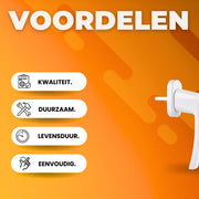 Inline Raamgreep - 8-stuks - Universele Espag Sleutel met Vergrendeling voor Afsluitbare Dubbele Beglazing - Vervangende Aluminium Raamgrepen - Wit