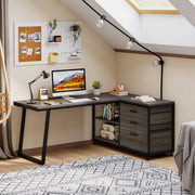 Hoekbureau London - Computerbureau - 135cm - Grijs - Voor thuis of werk - Hout en metaal