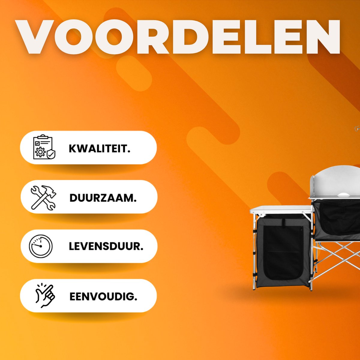 Luxe Campingkeukentafel - Opklapbare Buitenkooktafel - Met Opbergtas - Inclusief Accessoires