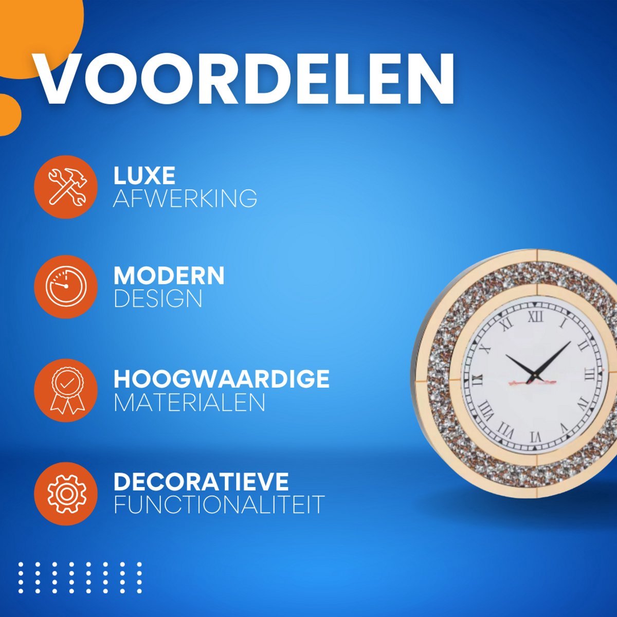 Opulence Elegante Spiegel klok - Goud - Ronde wandspiegel - 80cm - Zonder verlichting - Woonkamer
