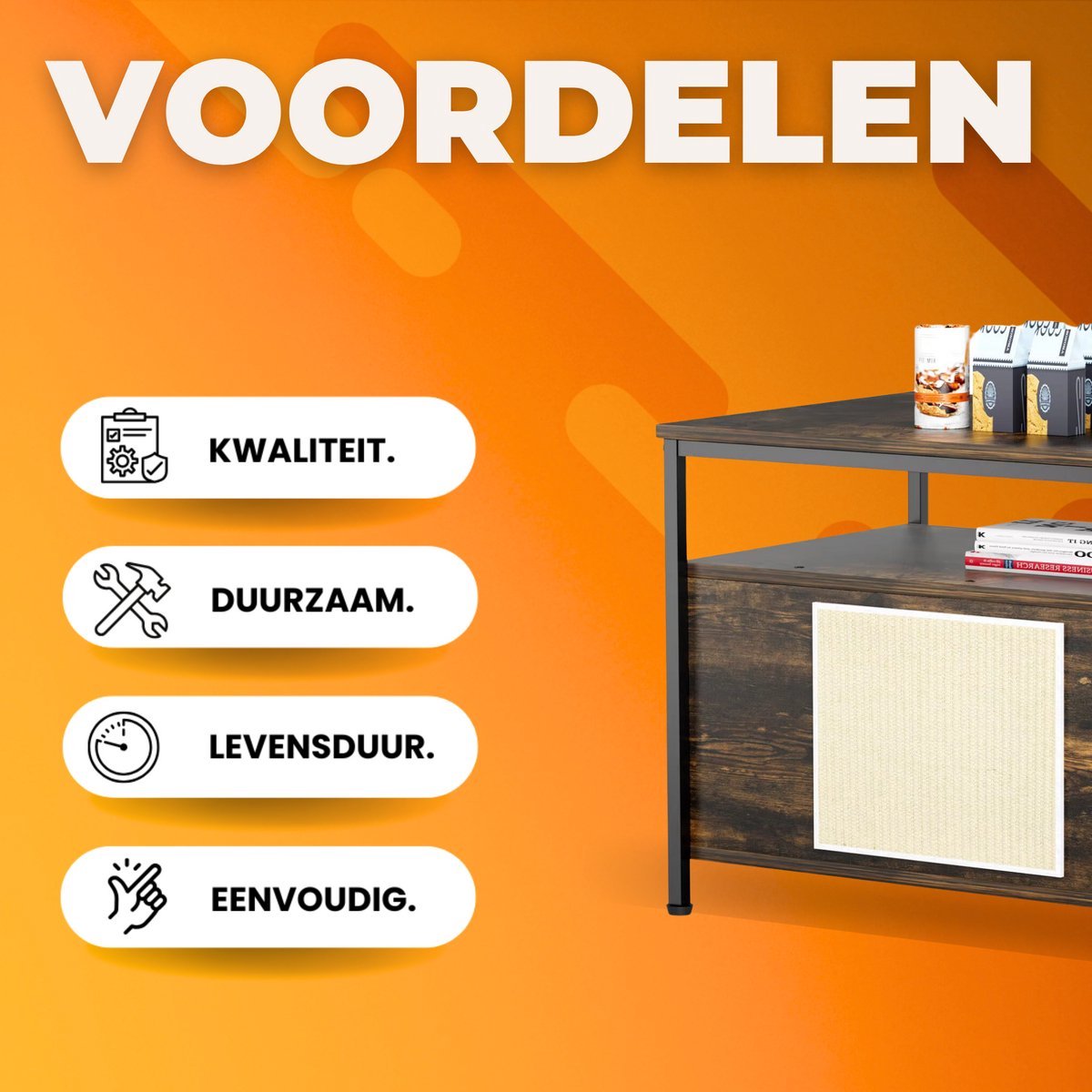 Houten Kattenbak Tavien - Verborgen Kattenbak Meubilair met Plank - Opbergkast voor Binnen - Huisdier Krat en Bijzettafel - Voor huisdieren - Bruin