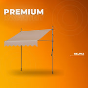 Luifel Balkon Fioren - Luifelklem voor Tuin en Zonbescherming - Intrekbare, UV-bestendige Luifel zonder Boren - 2,5x1,2m - Khaki