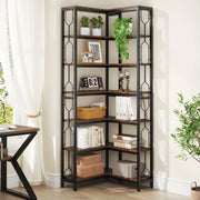 Boekenkast Diviano - Met 7 Lagen - Hoekkast - Bruin - Hoekrek - Voor Woonkamer, Slaapkamer of Kantoor