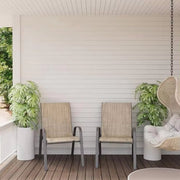 Tuinstoelen Valora voor Buiten - Tuinstoelen met Teslin-stof Flex Comfort Materiaal en Staal-Ijzeren Frame, Hoge Rugleuning - Bruin - 6 stuks