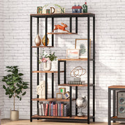 Boekenkast Quinoro - 8 Lagen - Boekenrek Opbergrek - Stellingkast Metaal - Geschikt voor Woonkamer, Kantoor of Slaapkamer - Bruin - 30 cm (D) × 100 cm (B) × 200 cm (H)