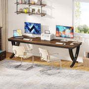 Dubbel computerbureau - Bruin - 200cm bureau - X-poot - Voor 6 personen - Voor volwassenen