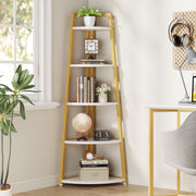 Hoekkast Quinoro - Vakkenkast 180cm - Boekenrek Hoekmeubel - Opbergrek 5 Lagen - Geel