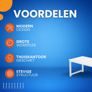 Bureau - Computerbureau - Lange bureau - Vergadertafel - Voor thuis of kantoor - Wit