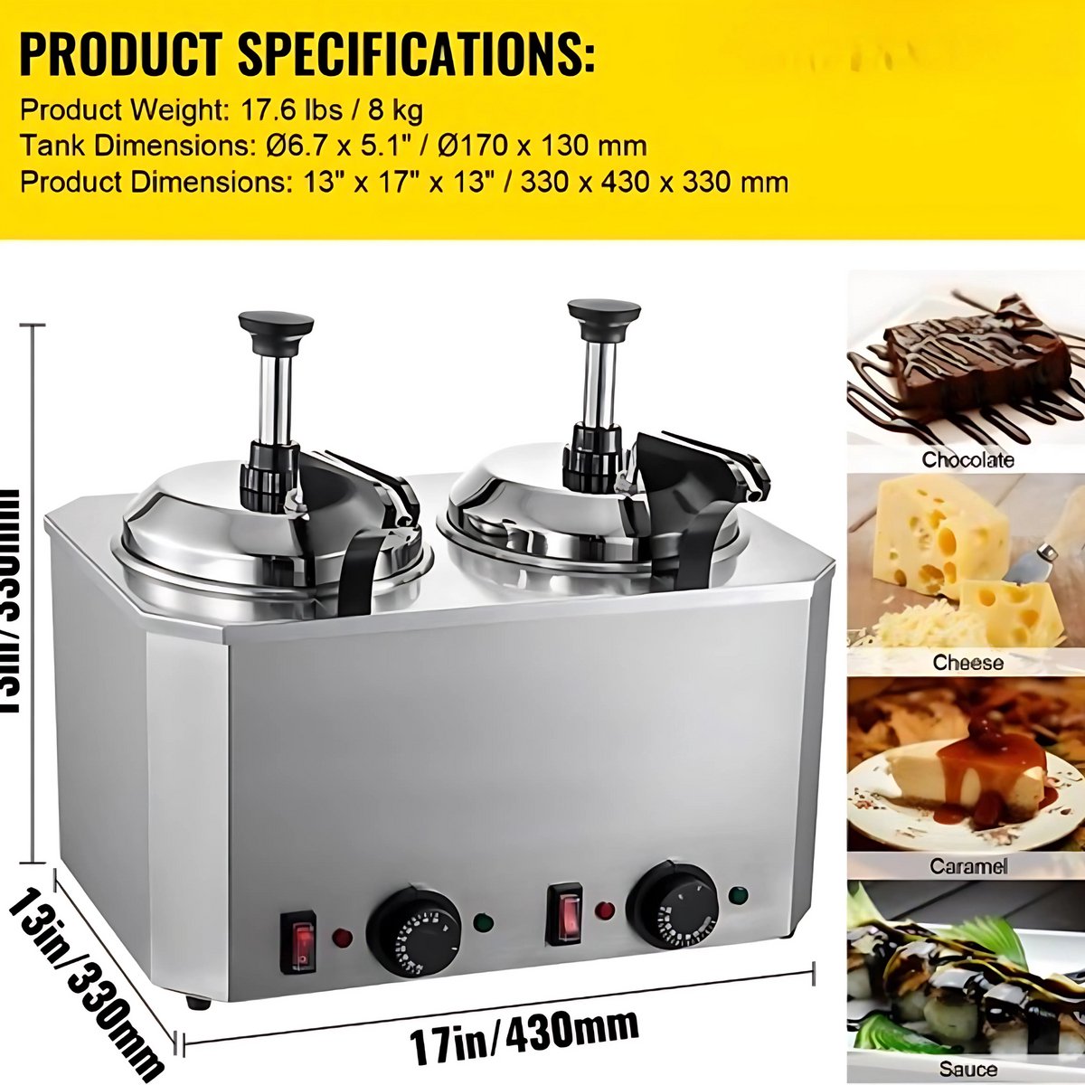 Fonduepan - Elektrisch - Dispenser Machine - 2.5L x2 - Kaasverwarmer - Kaasfondue - Met 2 Pompen
