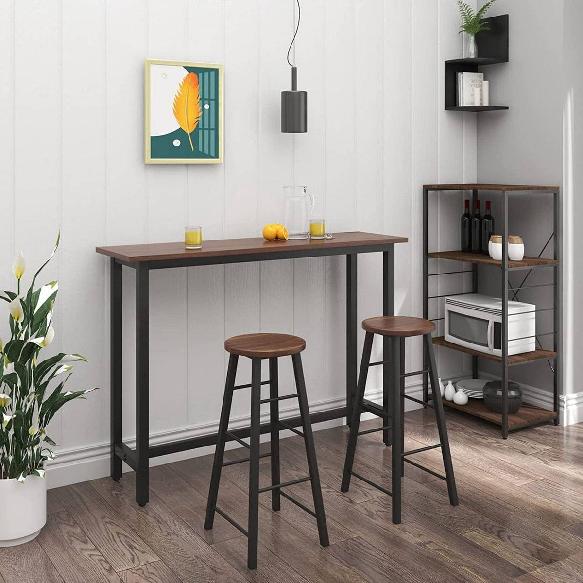 Hoge barkrukken Lyon - Zithoogte 71cm - Donkerbruin - Set van 2 - Keuken - Barstoelen - Zonder rugleuning - Hout