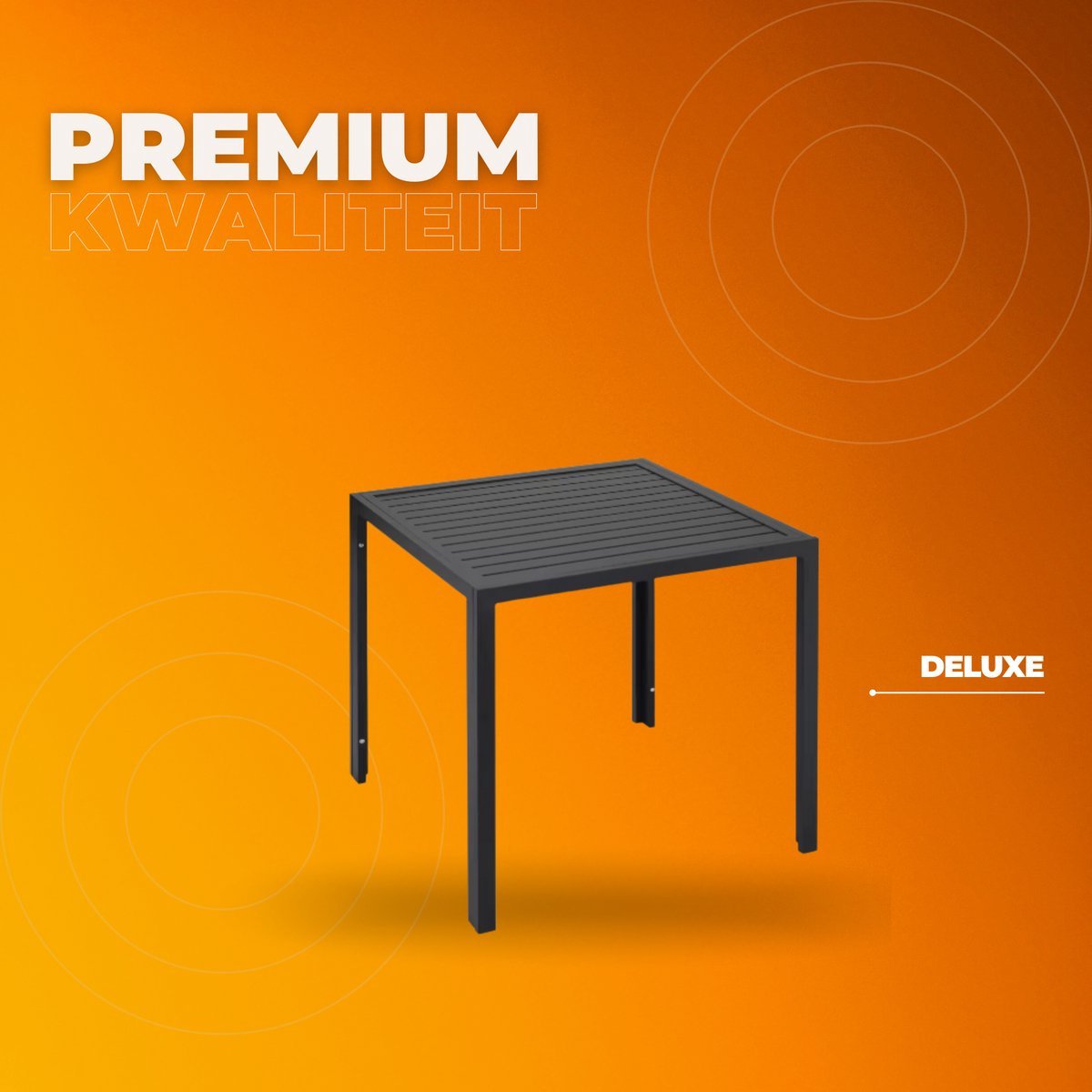 Tuintafel Fioren - Buitentafel - Eettafel buiten - Weerbestendige Terrastafel - Rechthoekige Aluminium Tafel - 75x75x73 cm - Voor Tuin en Achtertuin - Zwart