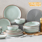 Tida Serviesset - 16 delig - 4 persoons - Baby grijs - Dinerborden - Bordenset - Diepe borden - Ontbijtborden - Servies - Keukenservies