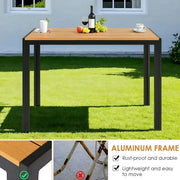 Tuintafel Zyrell - Buitentafel - Eettafel buiten - Outdoor - Voor Tuin & Terras - Rechthoekige Aluminium Tafel met Metalen Lattenbodem -110x70x73 cm - Hout