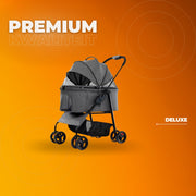 Hondenbuggy inklapbaar - All terrian - 30kg capaciteit - Ook voor katten - Comfort voor dieren - Grijs