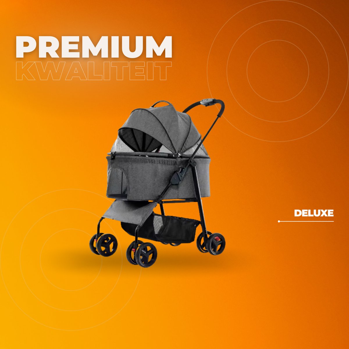 Hondenbuggy inklapbaar - All terrian - 30kg capaciteit - Ook voor katten - Comfort voor dieren - Grijs