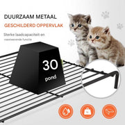 Kattenkooi - Metalen kattenbench kooi - 4 Niveaus - 3 Ladders - Voor binnen - 2 Deuren