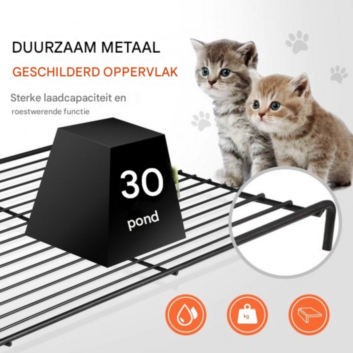 Kattenkooi - Metalen kattenbench kooi - 4 Niveaus - 3 Ladders - Voor binnen - 2 Deuren
