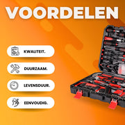 Gereedschapset - 198-delige - Gereedschapskoffer gevuld - Gereedschapstas - Gereedschapskist - Voor Thuis en autoreparatie - Handgereedschapset met rateldop en schroevendraaierset - Rood