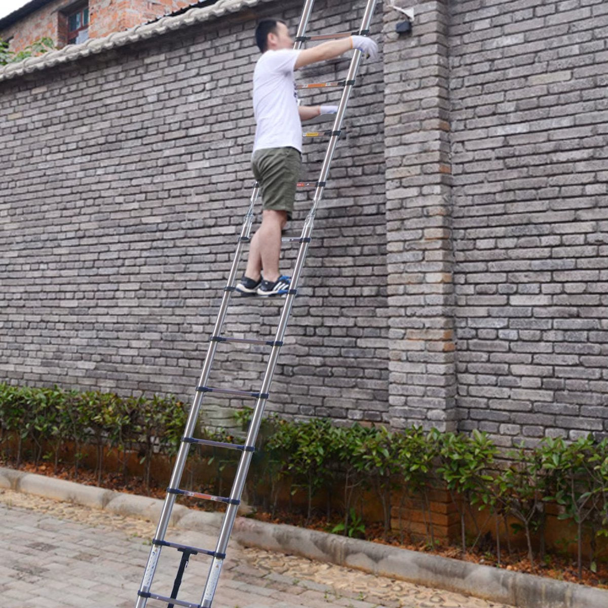 Telescopische Vouwladder Trivano - 5M - A-Frame & Rechte Ladder - Roestvrijstaal - 2-in-1 Verlengladder - 150kg Draagvermogen
