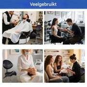 Ergonomische Rollende Zadelstoel - Bureaukruk - Werkkruk - Tabouret - Zadelstoel - met Wielen & Rugleuning - Voor Kapper & Spa - Zwart