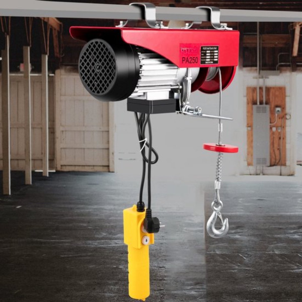 Elektrische kabeltakel - Met afstandsbediening - Takel lier - Hijskraan - 125-250KG - Garage lier - 12m hefhoogte