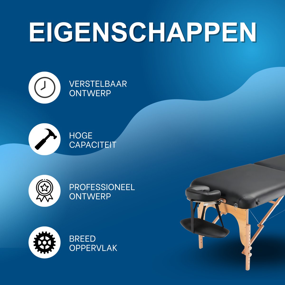 Massagetafel - Behandelbank - Voor professionele salons en tattoo-studio’s – 8-niveaus verstelbaar, met hoofdsteun en handsteun