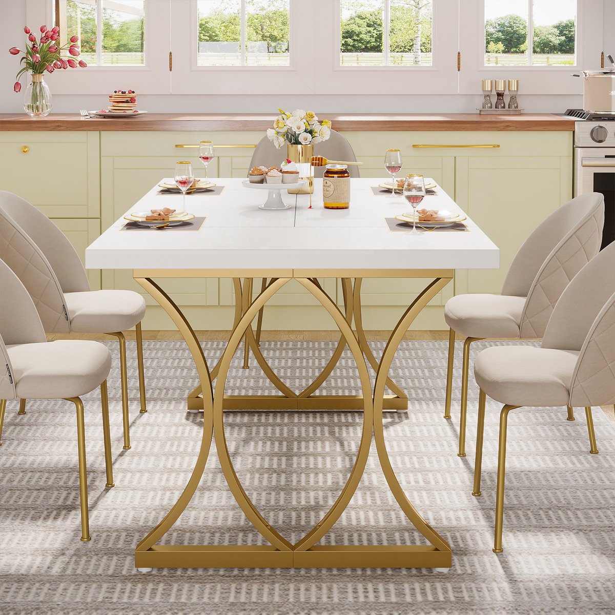 Eettafel - Keukentafel - Eetkamertafel - Voor 4-6 personen - Wit