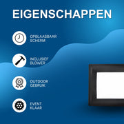 Opblaasbaar Projectorscherm - Filmscherm - voor Buitenevenementen, Entertainment - Thuisbioscoop, Feesten & Zwembad - Inclusief Luchtblazer - 427cm