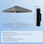 Paviljoen - Overkappingen- Pergola- Lounge- 305x305x320cm - Opvouwbare Tuintent - 6-8 Personen - Incl. Opbergtas