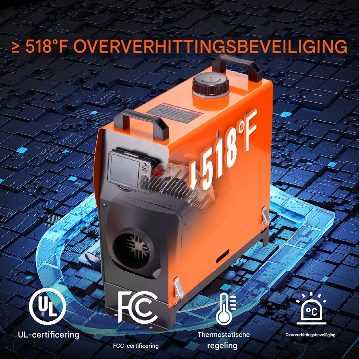 Diesel Kachel Deluxe - Met Bluetooth en LCD Scherm - Timerfunctie - Afstandsbediening - Oranje