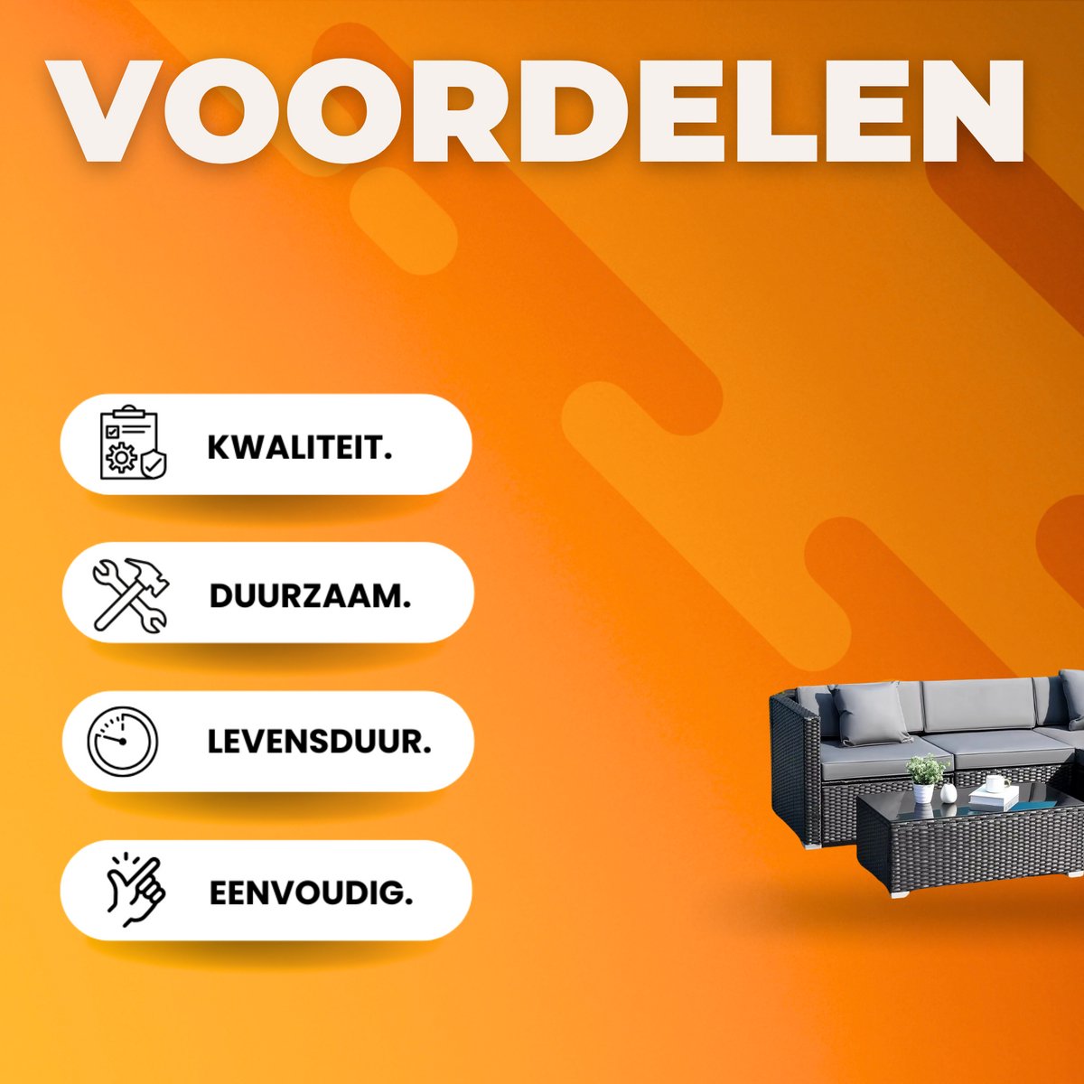 Polyrotan Lounge Tuinset voor 4 Personen - 5-delige Tuinset met Hoekbank, Salontafel en Kussens - Geschikt voor Patio & Tuin - Zwart