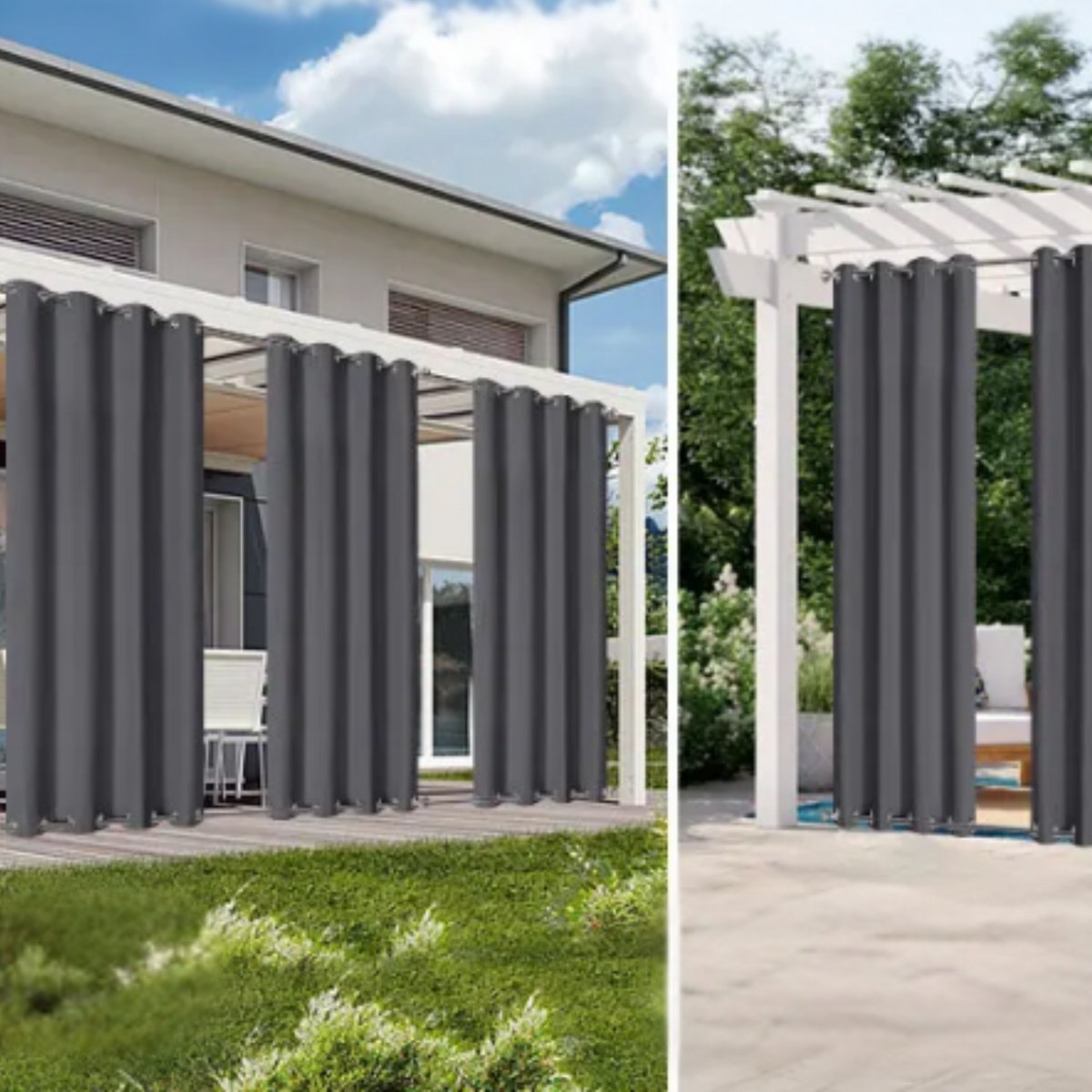 Privacygordijnen - Buitengordijn - Schaduwdoek - Voor Tuin, Veranda of Balkon - UV-bestendig & Zonwerend - Waterdicht Outdoor Design met Doorvoertules - Kleur: Beige-W84xL55in-213x140cm