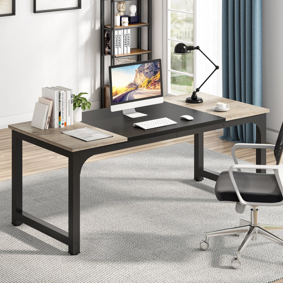 Bureau - Computerbureau - Lange bureau - Vergadertafel - Voor thuis of kantoor - Grijs